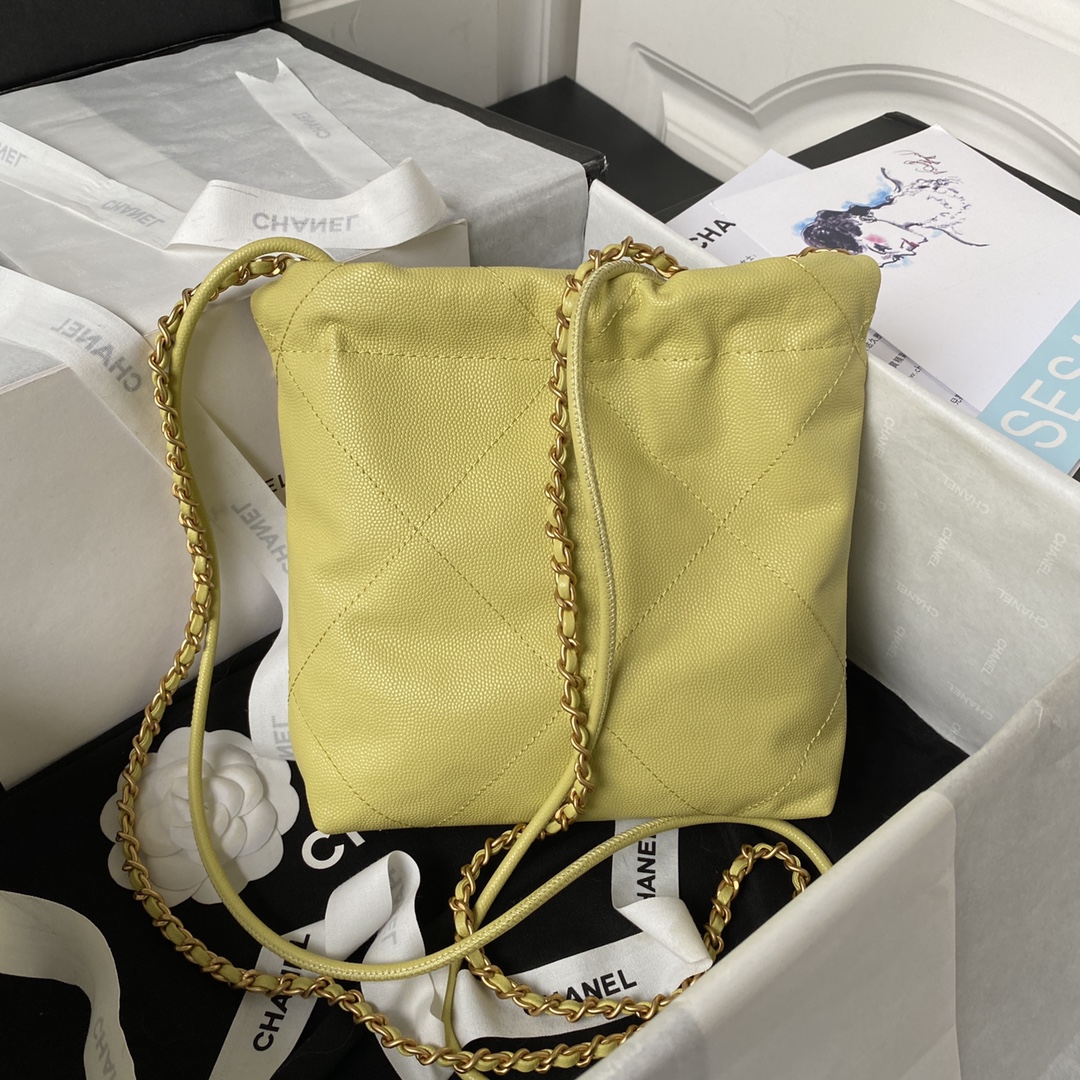 Calfskin 22 Mini Handbag Shoulder Bag AS3980 Light Yellow